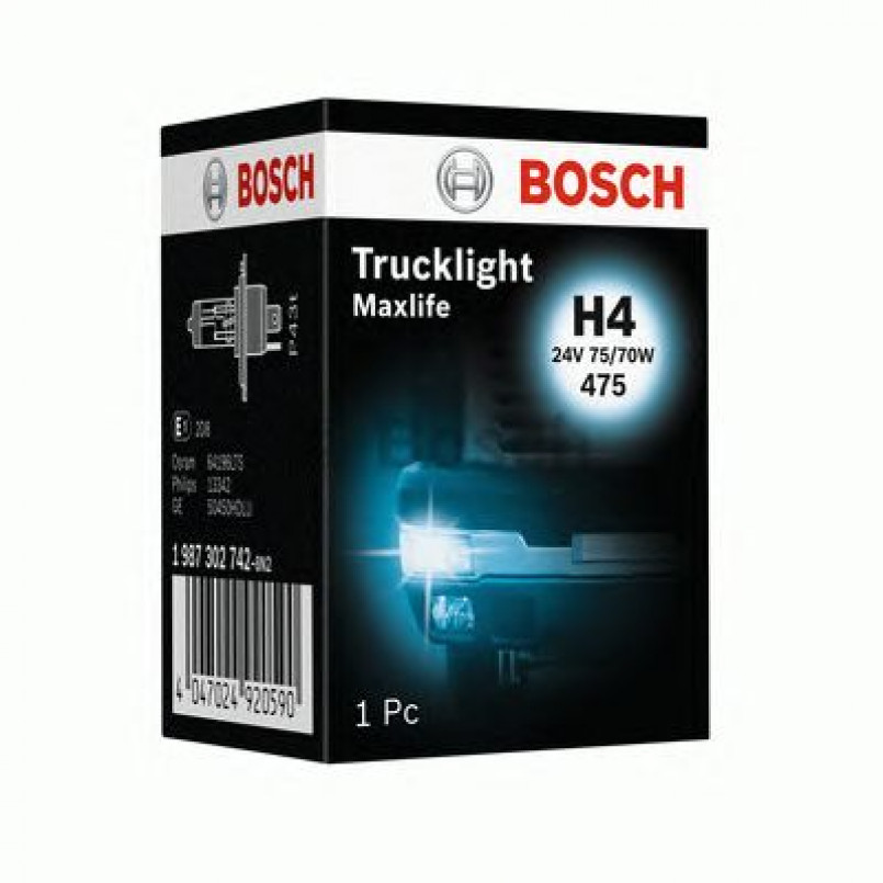 1987302742 BOSCH Лампа H4 24V 75/70W P43T Trucklight Maxlife