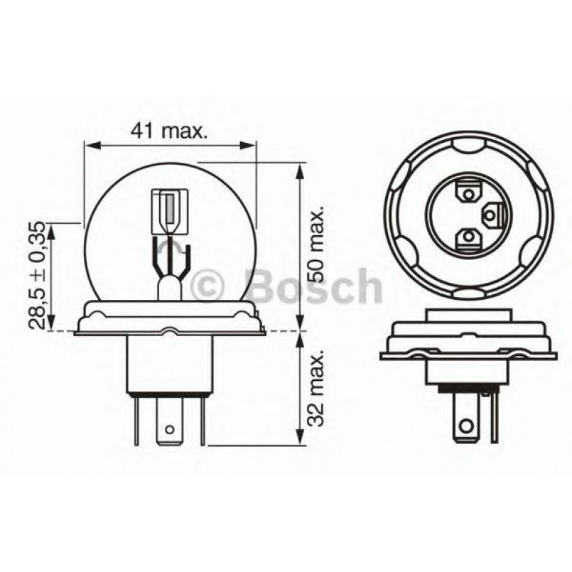 1987302421 BOSCH Лампа R2 24V 55/50W P45T Trucklight