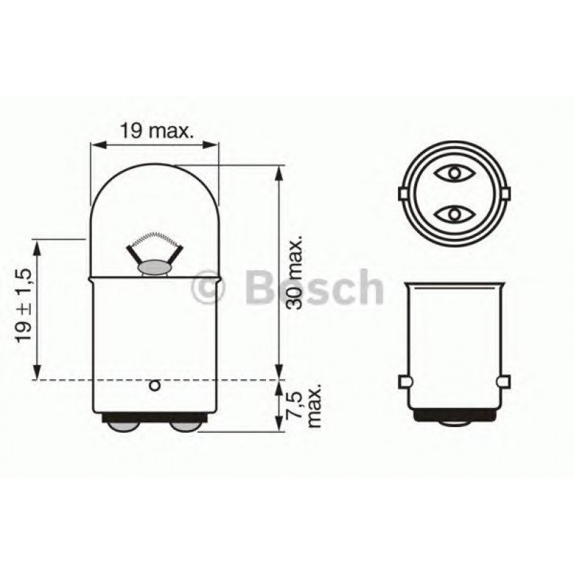 1987302237 BOSCH Лампа R5W 12V 5W BA15D PURE LIGHT (10 шт.)