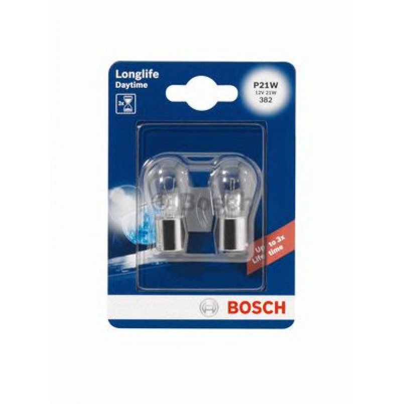 1987301050 BOSCH Лампа P21W 12V 21W BA15S LONGLIFE DAYTIME (бл. 2 шт.)
