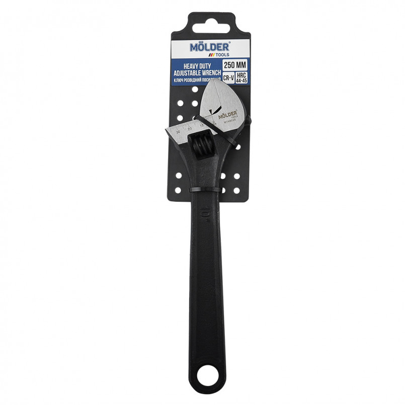 MOLDER Ключ розвідний посилений MOLDER 250мм, макс діаметр 29мм, Cr-V, HRC 44-45, вимірюв. шкла 