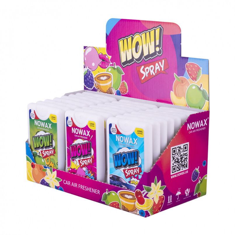 NOWAX MIX ароматизаторів у виставковому боксі серія _WOW Spray_ (24 шт.)