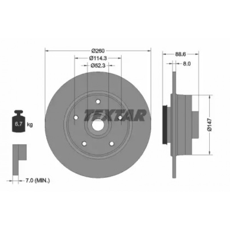 92291003 TEXTAR Диск гальмівний з підшипником та магнітним кільцем