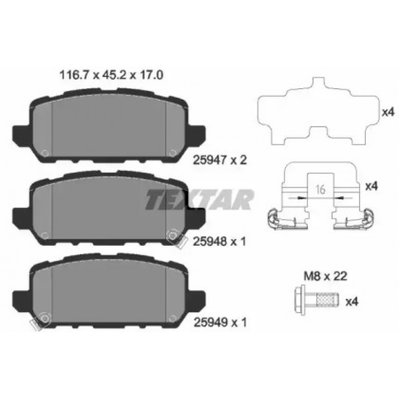 2594701 TEXTAR Гальмівні колодки до дисків