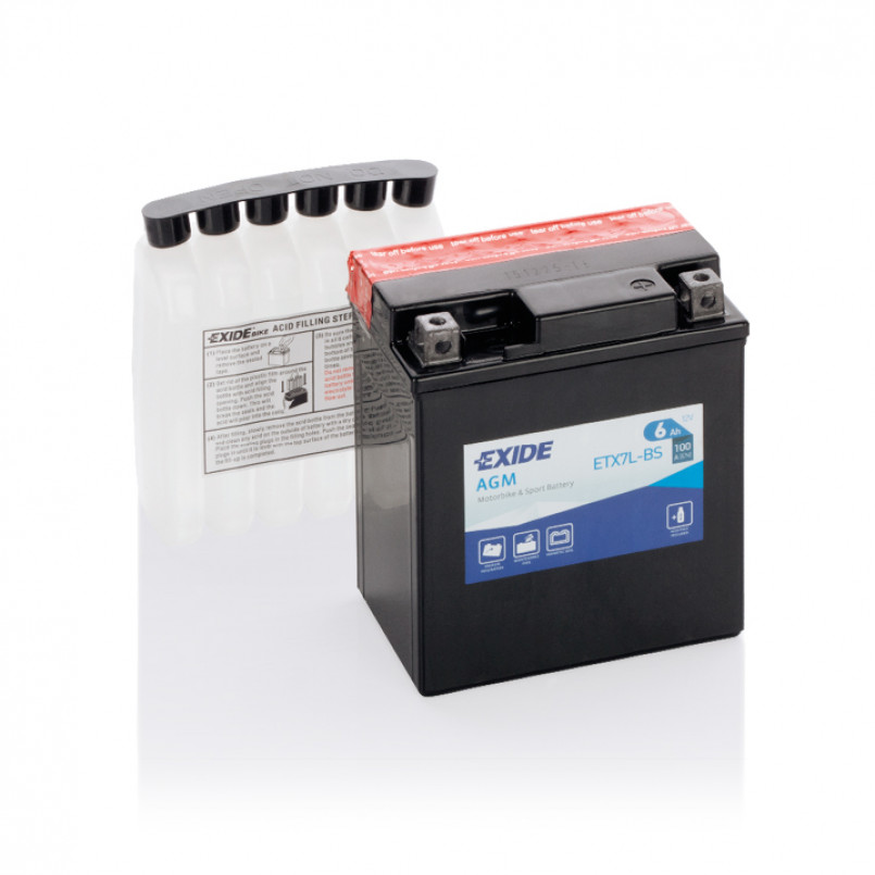 MOTO 6 Ah/12V EXIDE  AGM (0) ETX7L-BS (сухозаряджений)