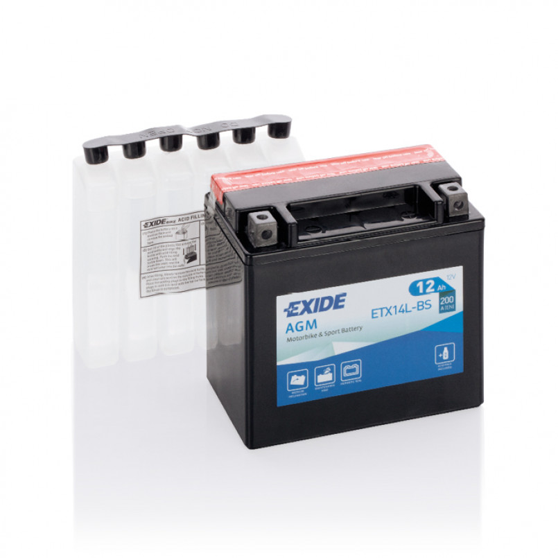 MOTO 12 Ah/12V EXIDE AGM (0) ETX14L-BS (сухозаряджений)