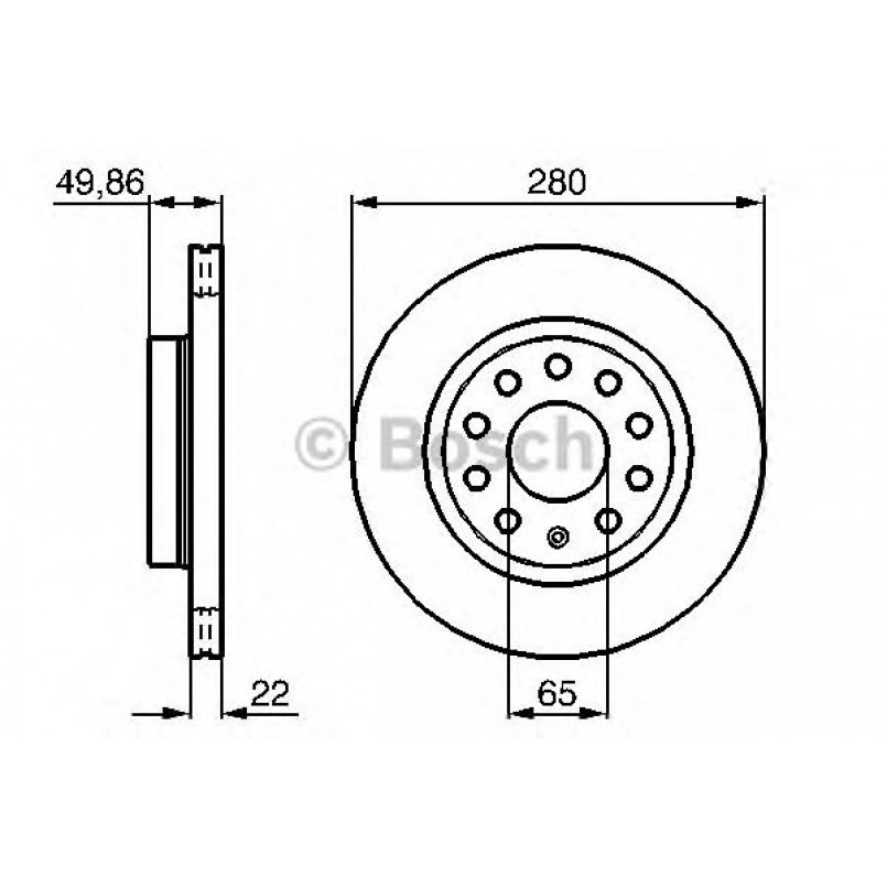 0986479098 BOSCH Гальмівний диск BD1028