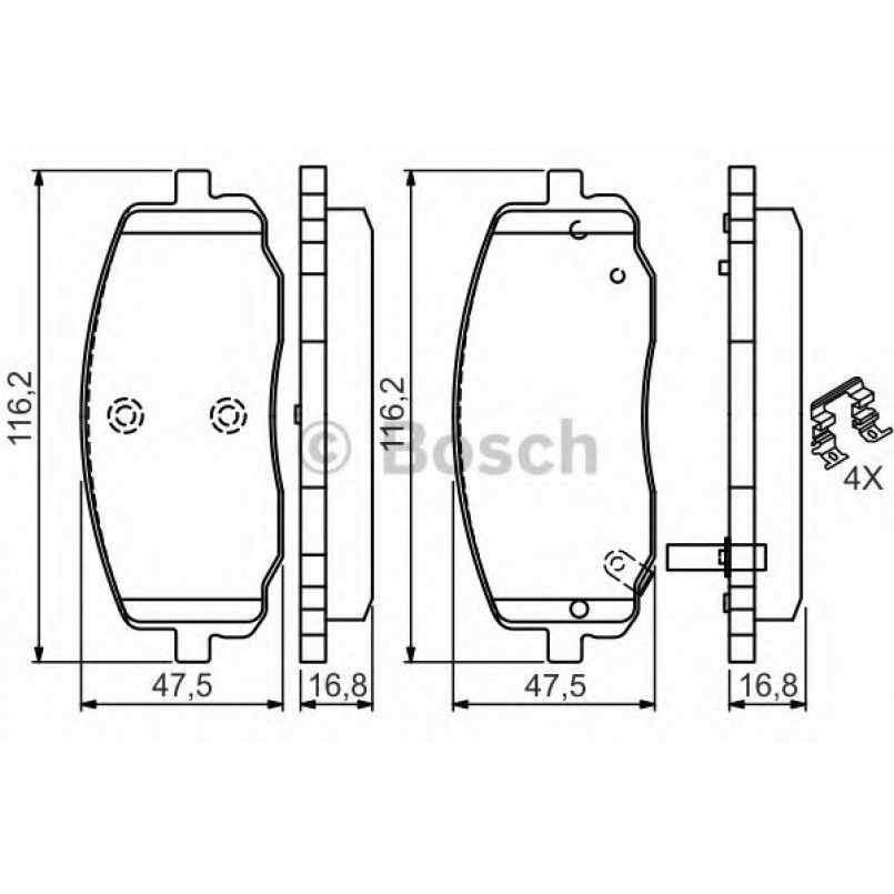 0986494594 BOSCH Гальмівні колодки до дисків BP974