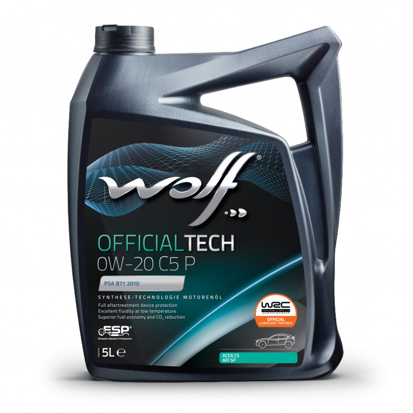 Олива моторна WOLF OFFICIALTECH 0W-20 C5 P  5л.