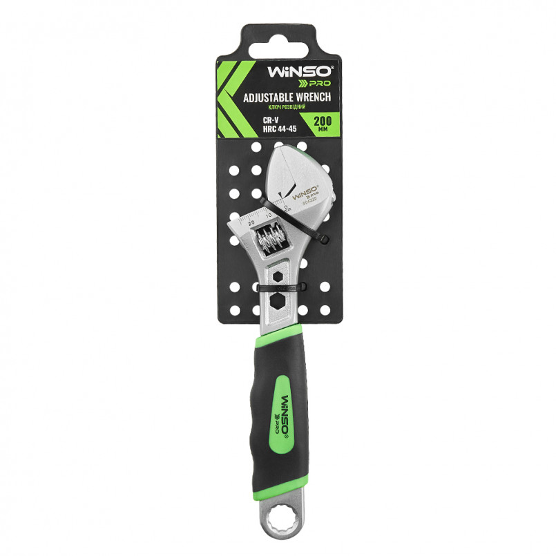 Ключ розвідний WINSO PRO 200мм, макс діаметр 24мм, Cr-V, HRC 44-45, вимірювальна шкла, сатинове покр