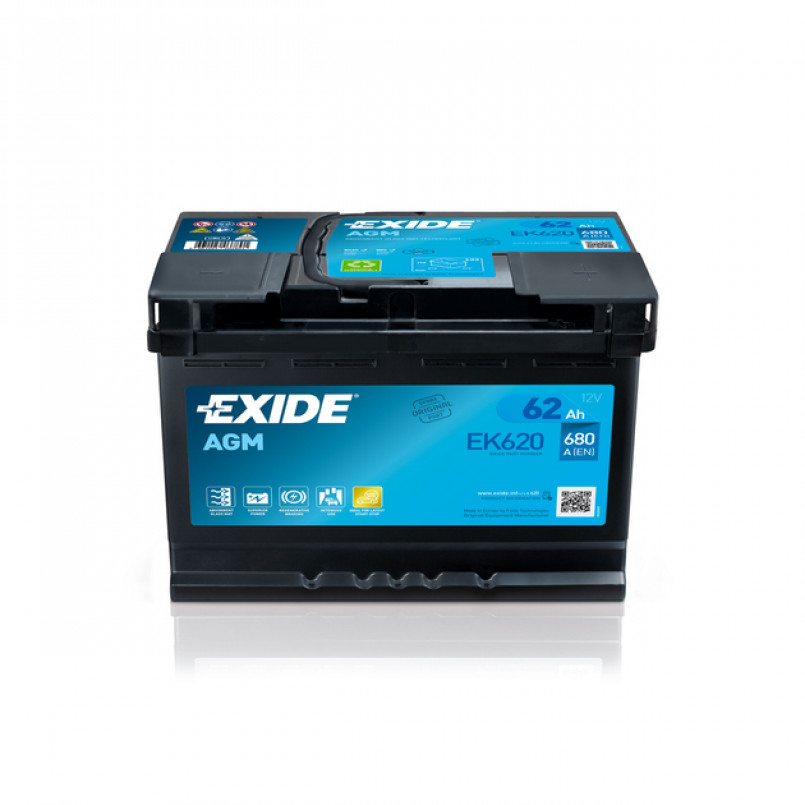 62 Ah/12V EXIDE AGM  Euro EK620
