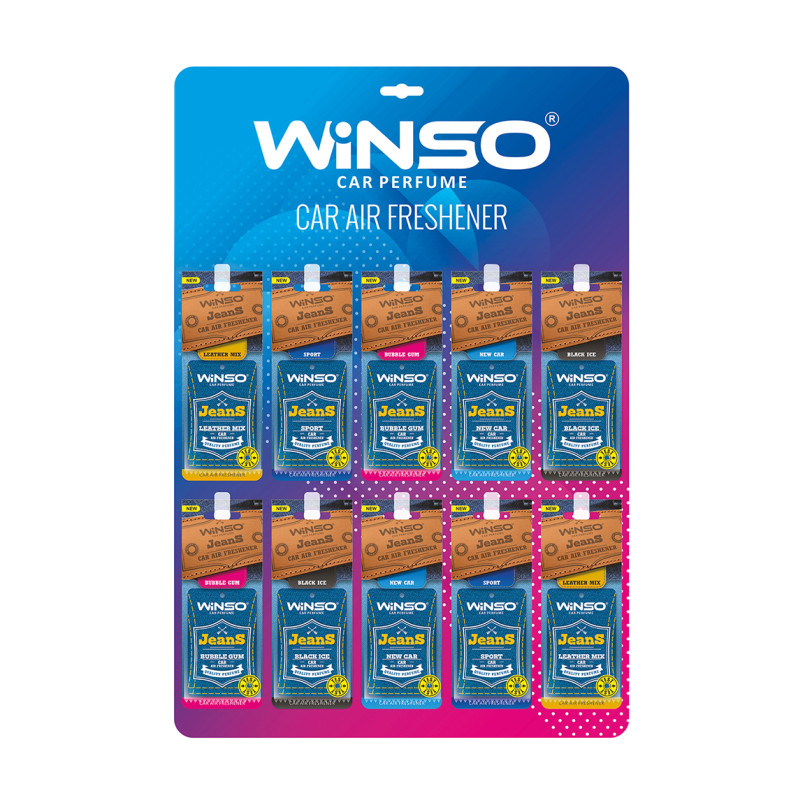 Освіжувач повітря WINSO Jeans, целюлозний ароматизатор, дисплей MIX (50 шт/ дисплей)