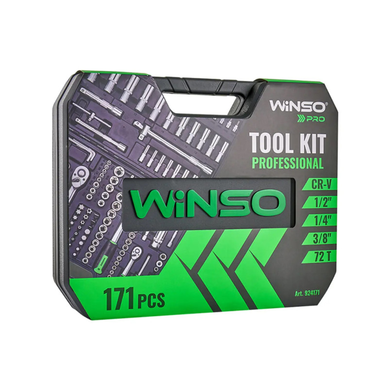 Професійний набір інструментів в кейсі WINSO Pro 1/2", 1/4", 3/8" 72 T, CR-V, 171 од.