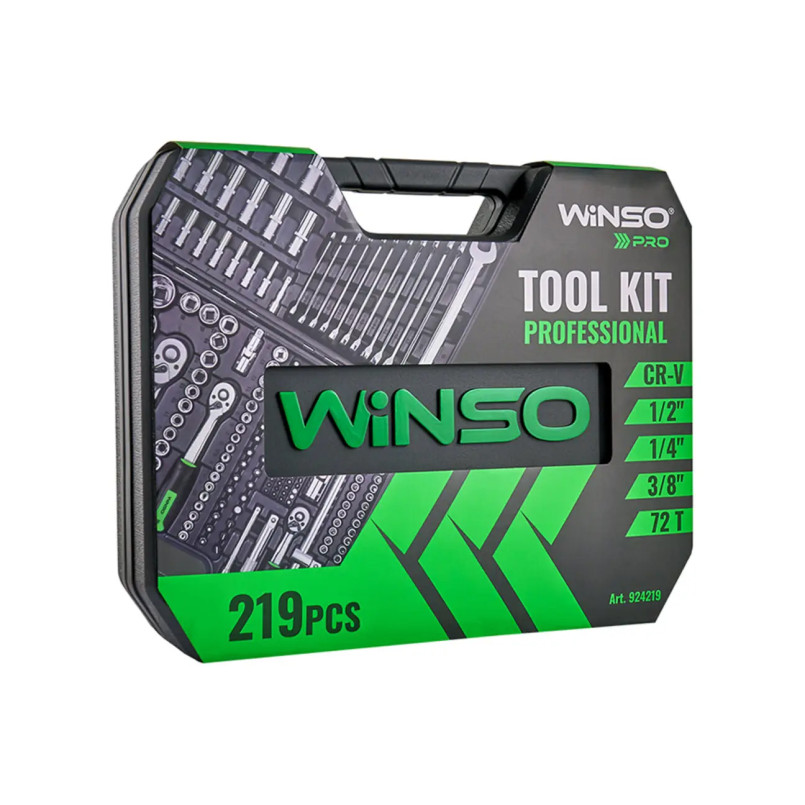 Професійний набір інструментів в кейсі WINSO Pro 1/2", 1/4", 3/8" 72 T, CR-V, 219 од.