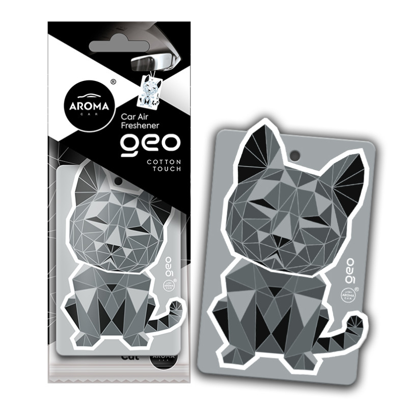 AROMA Ароматизатор Aroma Car Cellulose Geo Cat- White Cotton Touch (24шт.)