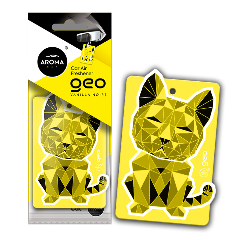 AROMA Ароматизатор Aroma Car Cellulose Geo Cat- Yellow Vanilla Noire (24шт.)