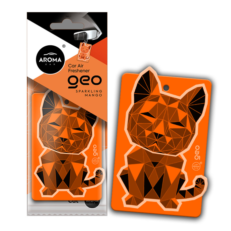 AROMA Ароматизатор Aroma Car Cellulose Geo Cat- Orange Sparkling Mango (24шт.)