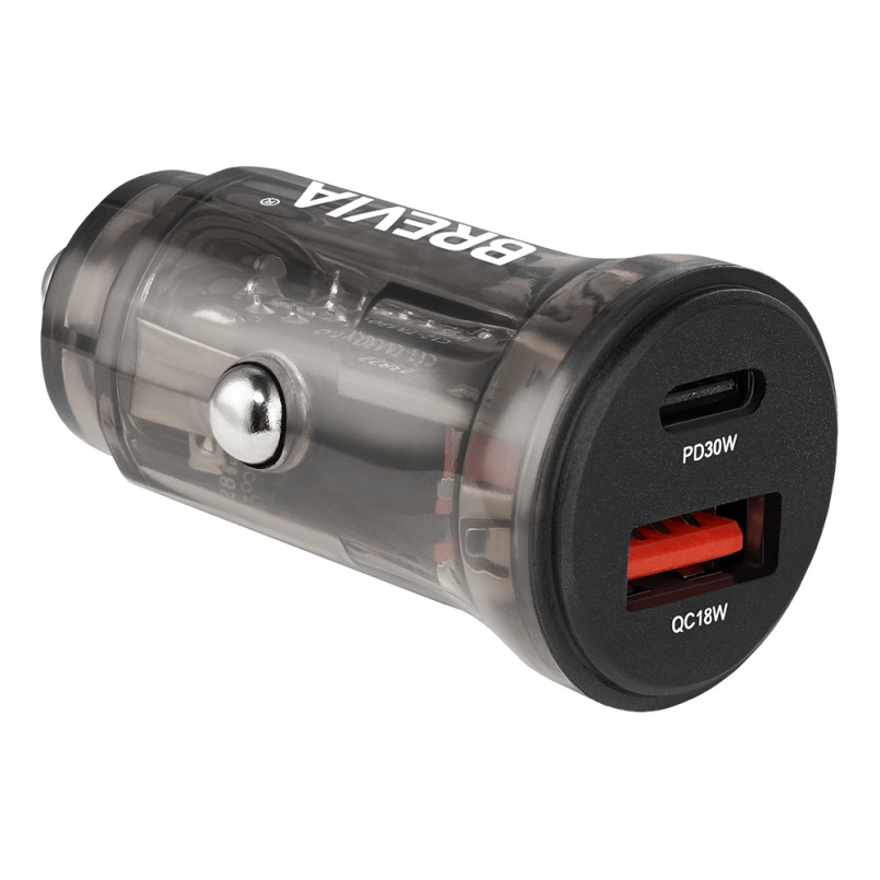 BREVIA АЗП ePower DualCharge 30W 1xUSB-C+1xUSB-A, transparent black (250шт.)