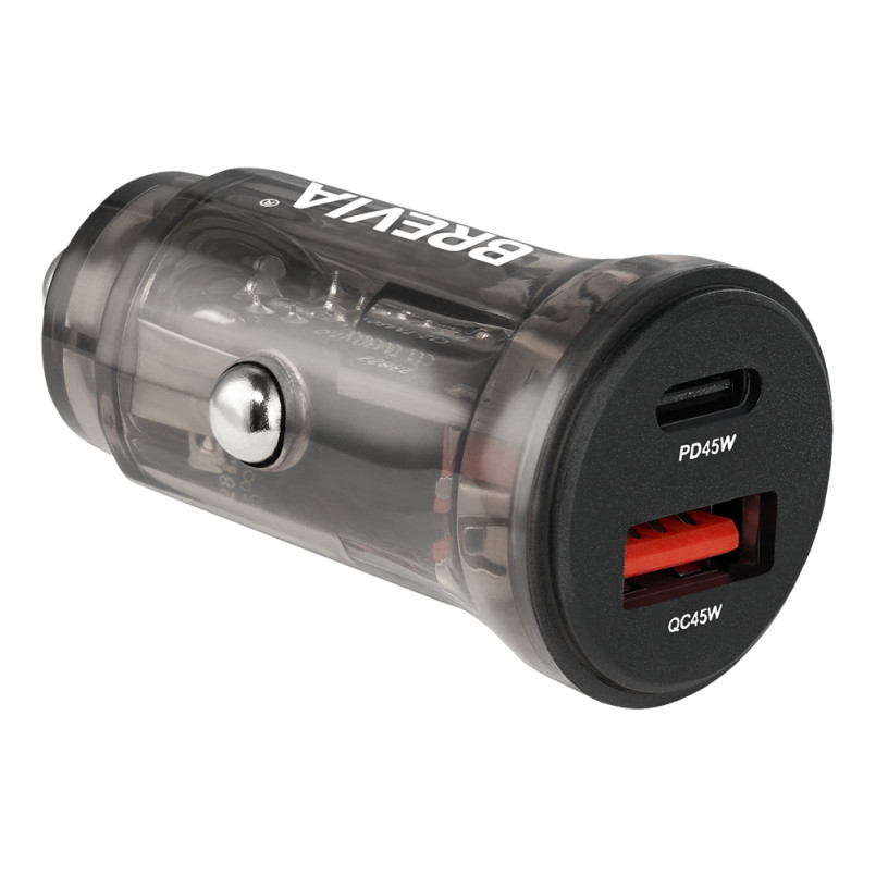 BREVIA АЗП ePower DualCharge 45W 1xUSB-C+1xUSB-A, transparent black (250шт.)