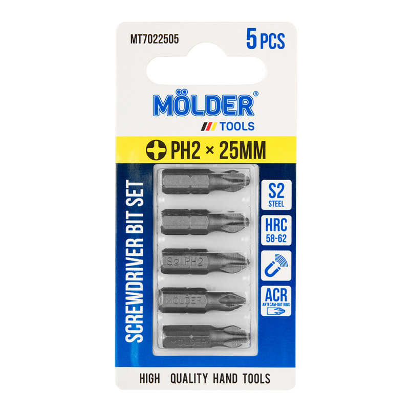 MOLDER Набір біт, PH2x25мм, 5шт в блістері