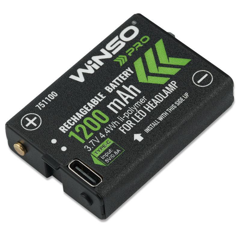 Аккумулятор WINSO PRO Li-ion 1200mAh Type C для налобних ліхтарів (96шт.)