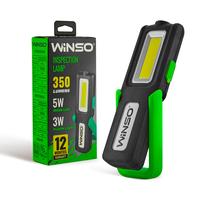 Ліхтар портативний WINSO 350Lm, 5W COB + 3W, 2000mAh, White (40шт.)