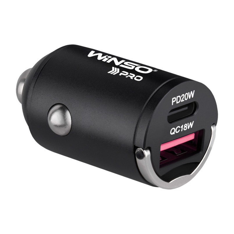 Автомобільний зарядний пристрій WINSO PRO 38W USB-C+USB-A mini Metal (60шт.)