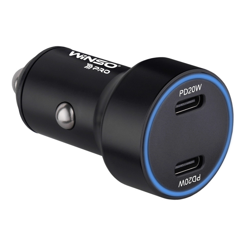 Автомобільний зарядний пристрій WINSO PRO 40W 2xUSB-C LED Ring Metal (60шт.)