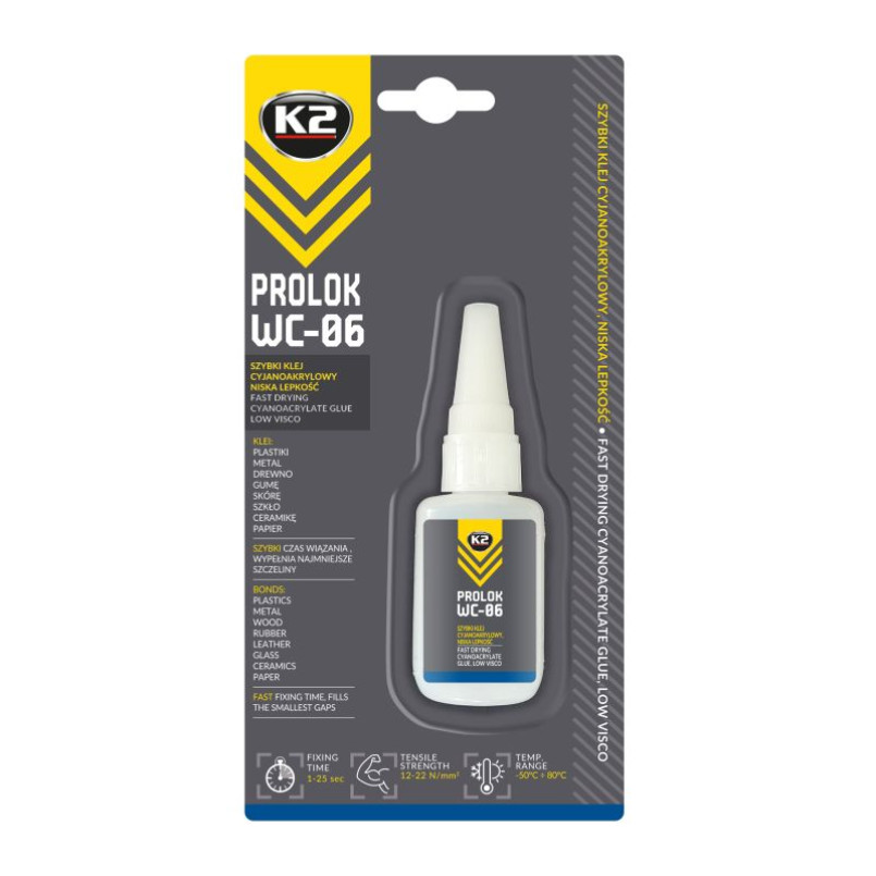 K2 PROLOK WC-06 10g ціанокрилатний клей(низька вязкість) х12