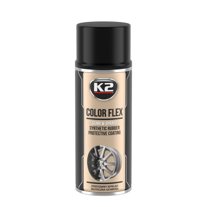 K2 COLOR FLEX фарба рідка гума чорна глянцева 400 мл (аерозоль) х12